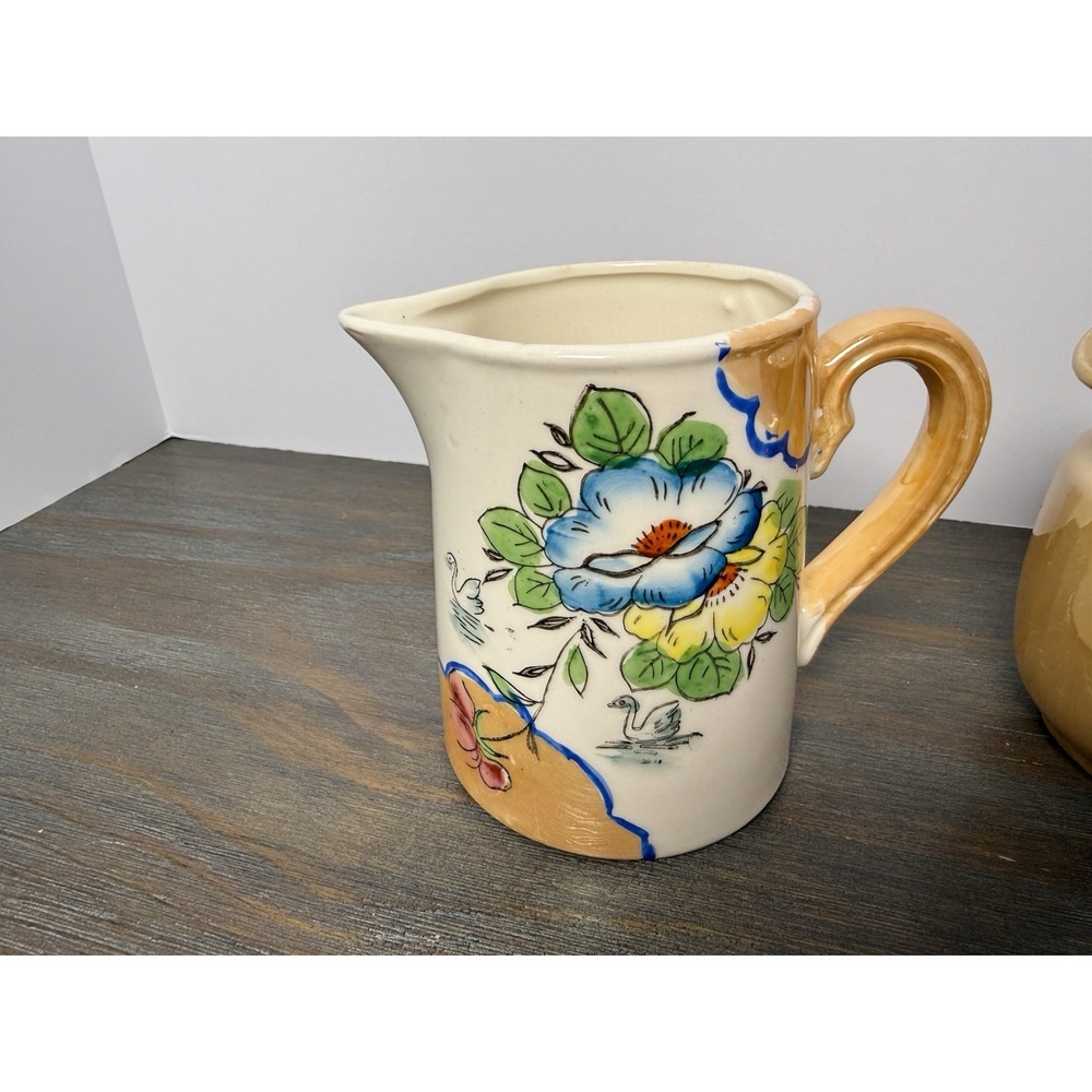 Vintage Garco Japan Hand Painted Ceramic Pitchers Creamers Set of 2 - Picture 2 of 10